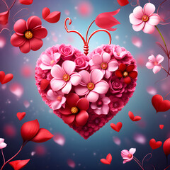 beautiful heart with flower for valentine day 