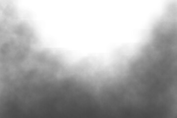 Fog or smoke PNG isolated transparent special effect. Dark gray cloudiness, Vapour, mist or smog frame background. Vector illustration
