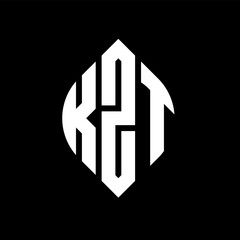 KZT circle letter logo design with circle and ellipse shape. KZT ellipse letters with typographic style. The three initials form a circle logo. KZT circle emblem abstract monogram letter mark vector.