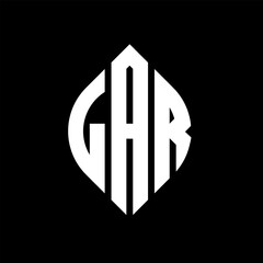 LAR circle letter logo design with circle and ellipse shape. LAR ellipse letters with typographic style. The three initials form a circle logo. LAR circle emblem abstract monogram letter mark vector.