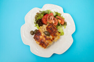 Typical portuguese dish with cod fish of Bacalhau com Natas
