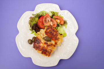 Typical portuguese dish with cod fish of Bacalhau com Natas