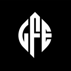 LFE circle letter logo design with circle and ellipse shape. LFE ellipse letters with typographic style. The three initials form a circle logo. LFE circle emblem abstract monogram letter mark vector.