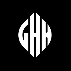 LHX circle letter logo design with circle and ellipse shape. LHX ellipse letters with typographic style. The three initials form a circle logo. LHX circle emblem abstract monogram letter mark vector.