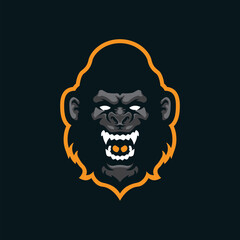 Gorilla mascot logo design with modern illustration concept style for badge, emblem and t shirt printing. Gorilla head illustration for sport and esport team.