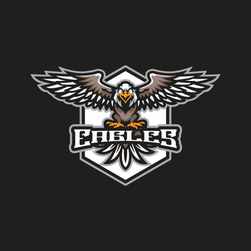 Eagle mascot logo design with modern illustration concept style for badge, emblem and t shirt printing. Angry eagle illustration for sport and esport team.
