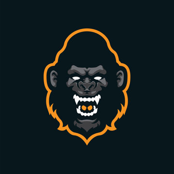 Gorilla mascot logo design with modern illustration concept style for badge, emblem and t shirt printing. Gorilla head illustration for sport and esport team.