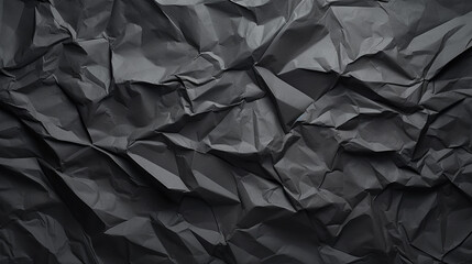 Crumpled paper texture in black color - ai generative