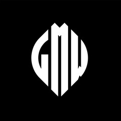 LMW circle letter logo design with circle and ellipse shape. LMW ellipse letters with typographic style. The three initials form a circle logo. LMW circle emblem abstract monogram letter mark vector.