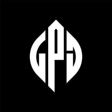 LPJ circle letter logo design with circle and ellipse shape. LPJ ellipse letters with typographic style. The three initials form a circle logo. LPJ circle emblem abstract monogram letter mark vector.