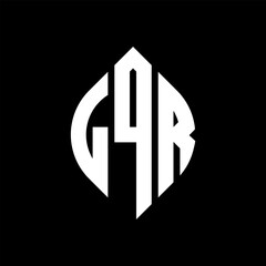 LQR circle letter logo design with circle and ellipse shape. LQR ellipse letters with typographic style. The three initials form a circle logo. LQR circle emblem abstract monogram letter mark vector.