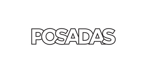 Posadas in the Argentina emblem. The design features a geometric style, vector illustration with bold typography in a modern font. The graphic slogan lettering.