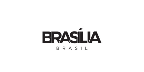 Brasil emblem. The design features a geometric style, vector illustration with bold typography in a modern font. The graphic slogan lettering.
