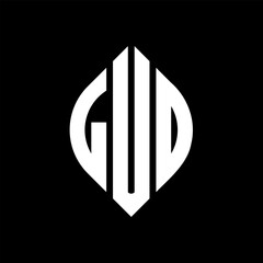 LUD circle letter logo design with circle and ellipse shape. LUD ellipse letters with typographic style. The three initials form a circle logo. LUD circle emblem abstract monogram letter mark vector.