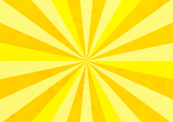 かわいい水彩風の集中線 黄色　サンバースト　横　横長