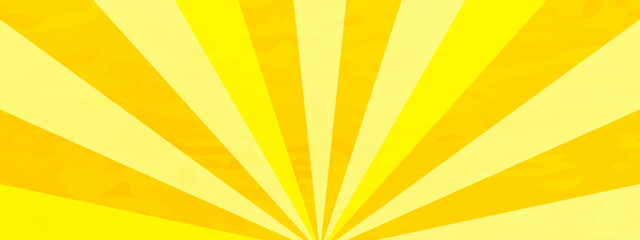 かわいい水彩風の集中線 黄色　サンバースト　横　横長　和風