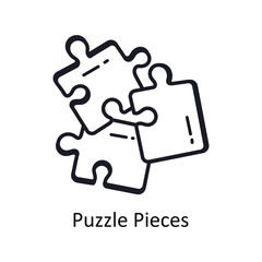 Puzzle Pieces  vector outline doodle Design illustration. Symbol on White background EPS 10 File