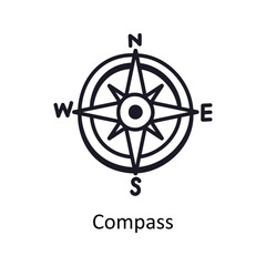 Compass vector outline doodle Design illustration. Symbol on White background EPS 10 File