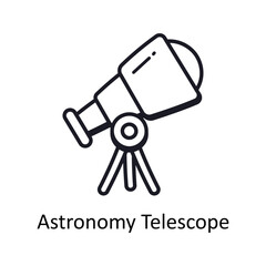 Astronomy telescope vector outline doodle Design illustration. Symbol on White background EPS 10 File