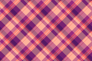 Sewing check pattern seamless, fashionable tartan vector fabric. Shabby texture background textile plaid in red and pink colors.