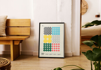 Mockup of black picture frame with customizable design