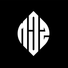 MJZ circle letter logo design with circle and ellipse shape. MJZ ellipse letters with typographic style. The three initials form a circle logo. MJZ circle emblem abstract monogram letter mark vector.