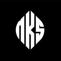 MKS circle letter logo design with circle and ellipse shape. MKS ellipse letters with typographic style. The three initials form a circle logo. MKS circle emblem abstract monogram letter mark vector.