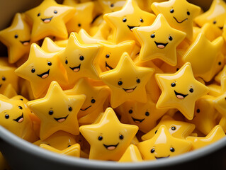 Plastic yellow emoji star background