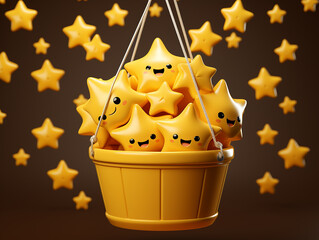 Plastic yellow emoji star background