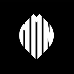 MMN circle letter logo design with circle and ellipse shape. MMN ellipse letters with typographic style. The three initials form a circle logo. MMN circle emblem abstract monogram letter mark vector.