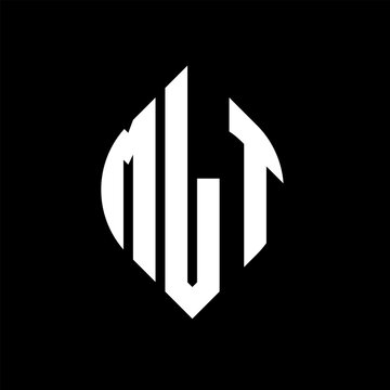 MLT circle letter logo design with circle and ellipse shape. MLT ellipse letters with typographic style. The three initials form a circle logo. MLT circle emblem abstract monogram letter mark vector.