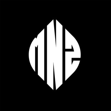MNZ circle letter logo design with circle and ellipse shape. MNZ ellipse letters with typographic style. The three initials form a circle logo. MNZ circle emblem abstract monogram letter mark vector.