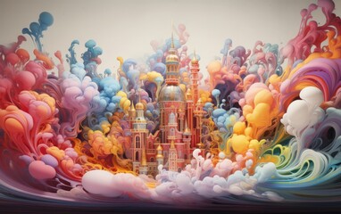 The fantastical world where whimsical shapes emerge from the kaleidoscope of colorful smoke. Whimsy Unveiled: A Colorful Smoke's Fantastical Forms.