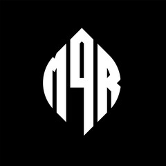 MQR circle letter logo design with circle and ellipse shape. MQR ellipse letters with typographic style. The three initials form a circle logo. MQR circle emblem abstract monogram letter mark vector.