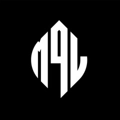 MQL circle letter logo design with circle and ellipse shape. MQL ellipse letters with typographic style. The three initials form a circle logo. MQL circle emblem abstract monogram letter mark vector.