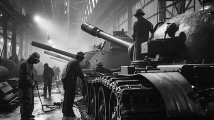 Military factory for the production of tanks.