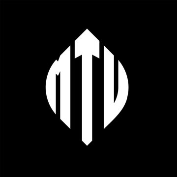 MTU circle letter logo design with circle and ellipse shape. MTU ellipse letters with typographic style. The three initials form a circle logo. MTU circle emblem abstract monogram letter mark vector.