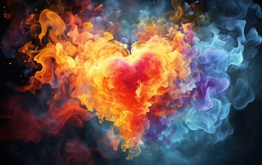 The emotional release as abstract smoke billows from the heart, expressing a kaleidoscope of feelings.