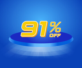 91 percent Off. Discount creative composition. 91% Discount Special Offer Banner Design Template