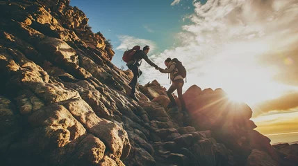 Poster Support for climbing on rocks. Support from loved ones. © Vladislav