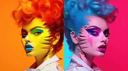 Obraz premium Generate a vibrant portrait of an 80s woman