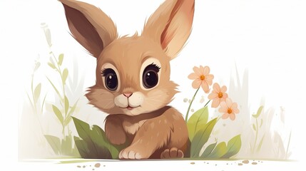 adorable rabbit and small bunny vector