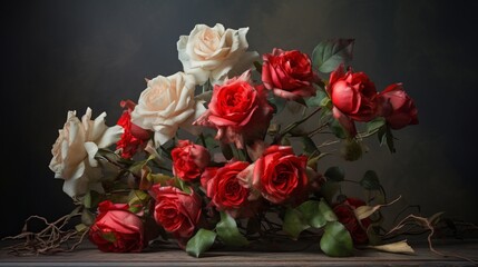 Rose bouquet captured in a lovely studio with natural light