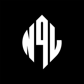 NQL circle letter logo design with circle and ellipse shape. NQL ellipse letters with typographic style. The three initials form a circle logo. NQL circle emblem abstract monogram letter mark vector.