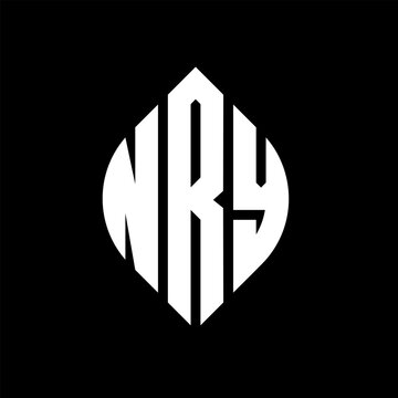 NRY circle letter logo design with circle and ellipse shape. NRY ellipse letters with typographic style. The three initials form a circle logo. NRY circle emblem abstract monogram letter mark vector.