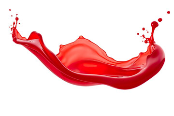 3D Liquid red splash Color design Stroke with studio lighting. Blob color isolated white background PNG