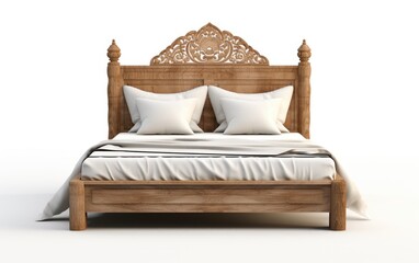 Traditional wooden bed. classic wooden bed.