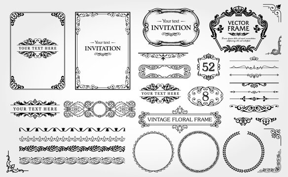Vintage decorative design elements set 01
