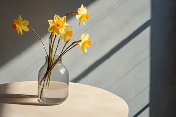  a close up of a flower in a vase on a table with a vase of flowers in front of it.