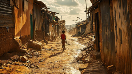 Slums in poor countries. A country that remains in development.
